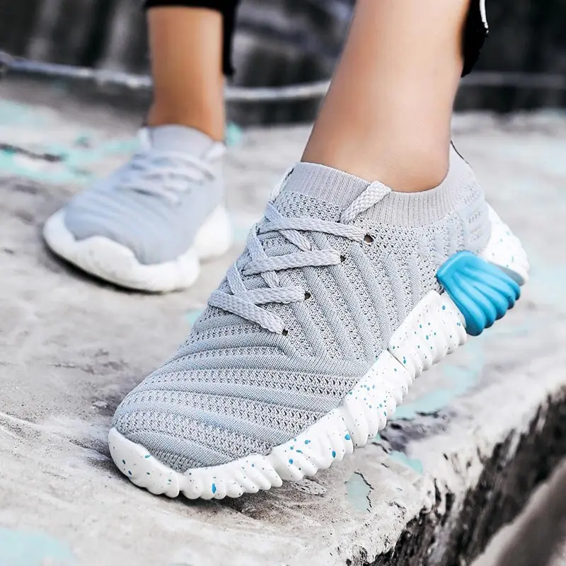 

Summer Breathable Socks Sneakers Women Running Shoes Women Sports Shoes Ladies Sport Shoes Woman Gray Knitted Scarpe Donna B-954