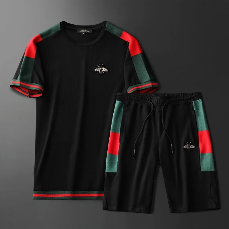 

Мужская Летняя одежда с вышивкой, круглым вырезом и коротким рукавом