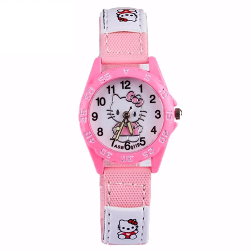 Детские часы reloj Kitty с милым мультяшным рисунком детские для девочек розовые