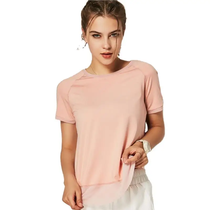 

Women's Yoga Top T-shirt with Short Sleeves Loose Breathable Back Slit Back Leisure Women's Clothing