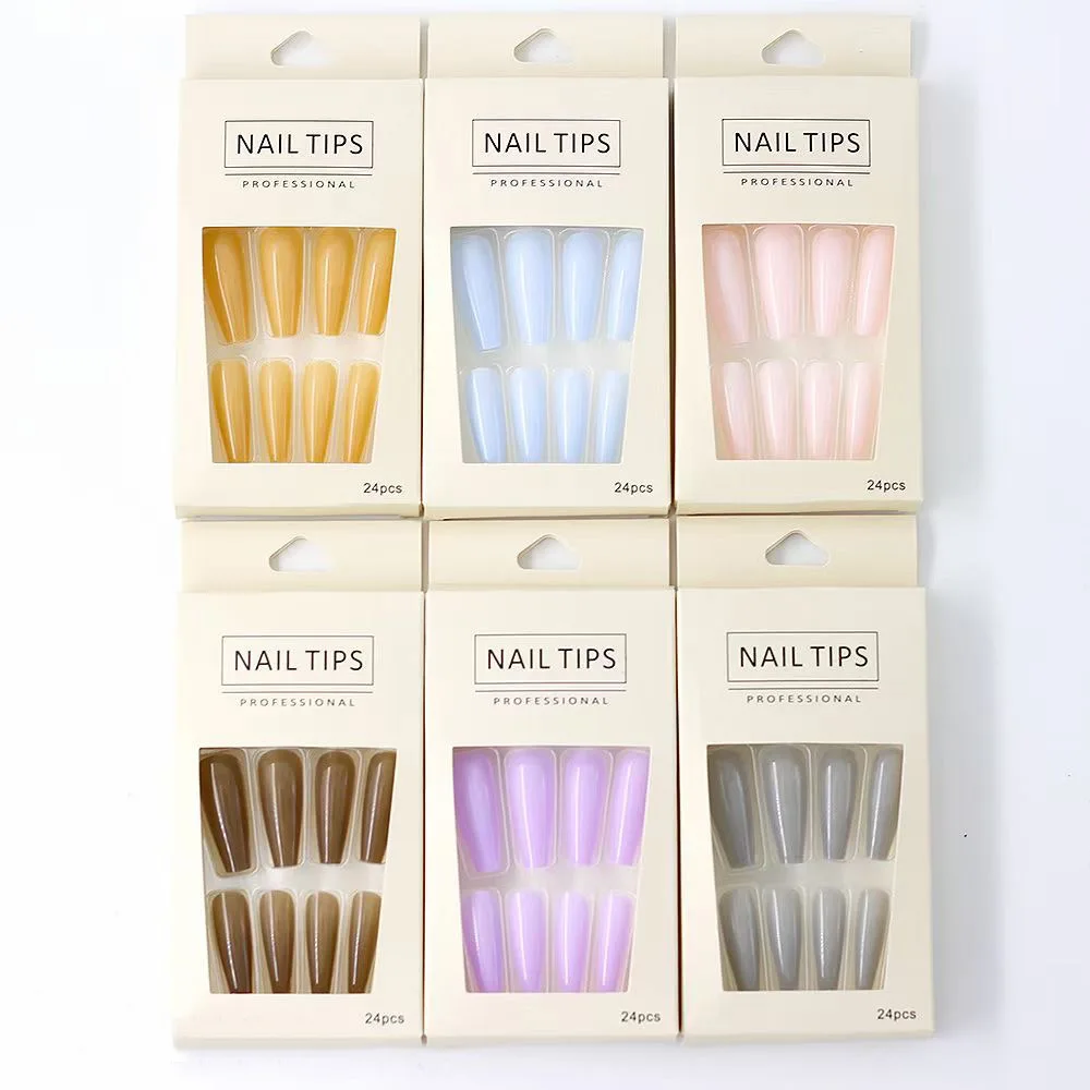 

24Pcs Nail Tip Coffin Fake Nail Extra Long Ballerina Coffin False French Fake Nails Press on Nail Full Cover False Nails