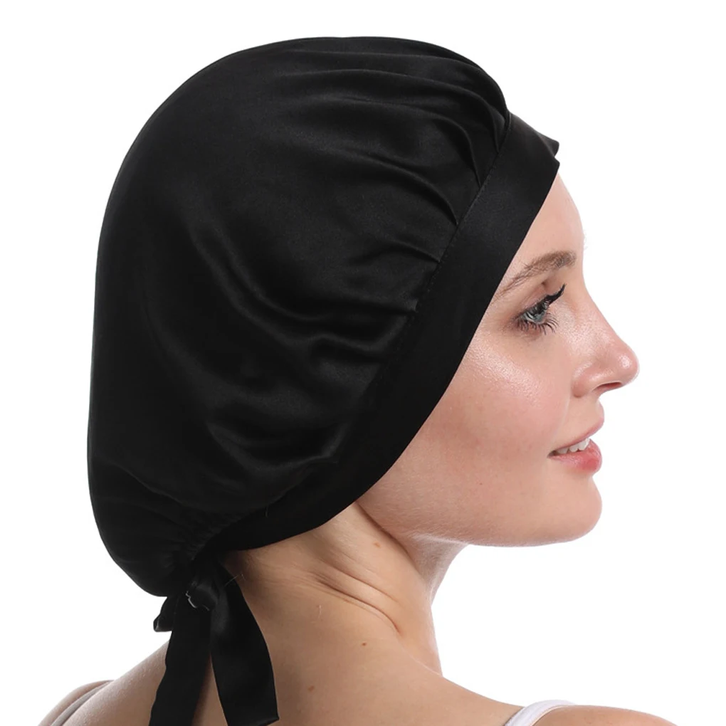 Mulberry Silk Nightcap Sleeping Cap Pure Hair Wrap Adjustable Elastic Band Beanie | Дом и сад