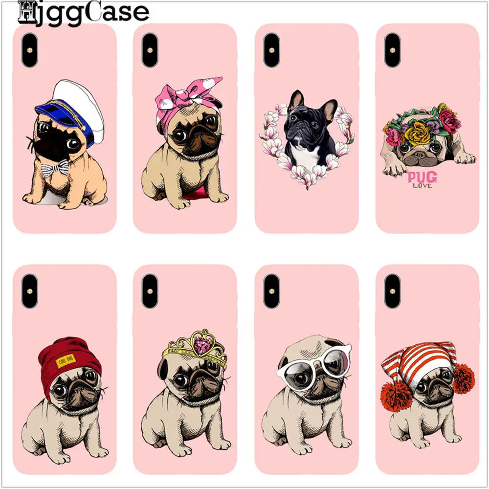 Милый мультяшный розовый чехол для мопса из ТПУ Мягкий силиконовый телефона iPhone 5