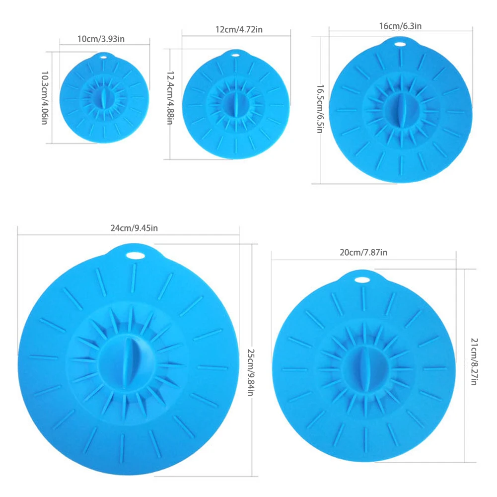 

5pcs Silicone Silicone Pot Cover Universal Lid Temperature Resistance Soft Bowl Lid Silicone Pan Cooking Food Fresh Bowl Cover