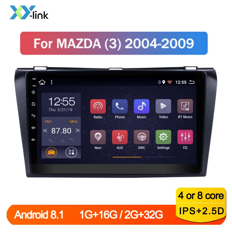 

Автомагнитола 2 din, с сенсорным экраном 9 дюймов, Android 8,1, мультимедийный видеоплеер для Mazda 3 2004-2009, GPS-навигационная система, стерео