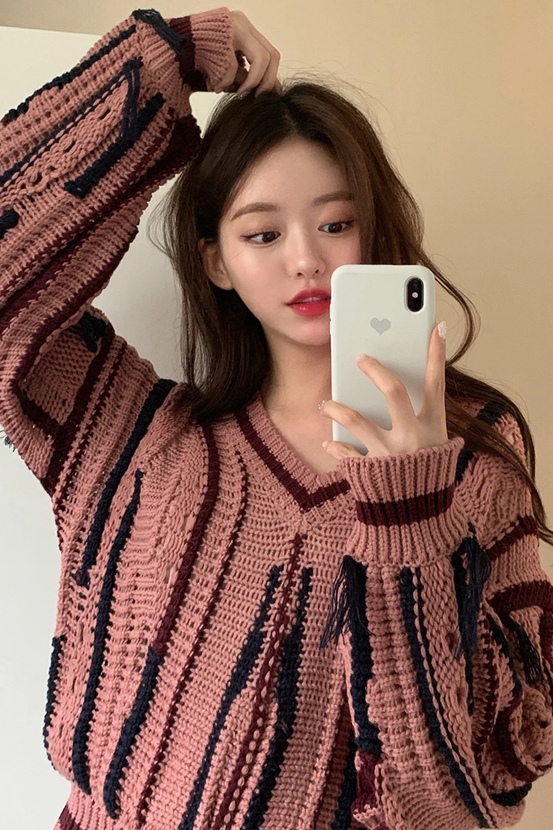 

WHCW CGDSR spring winter cute loose elegant pullover knitted vintage oversized thick 2020 woman jumper korean sweater women lady