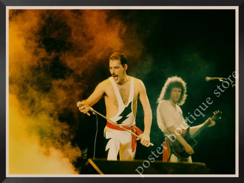 Queen Band музыкальный плакат на крафт-бумаге Фредди Меркьюри, Brian мая винтажная Высококачественная декоративная роспись стены стикер