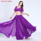 Новый женский шифон костюм летний 2 шт. Танец живота юбка танцовщица представления Costumes11 цветов бесплатная доставка
