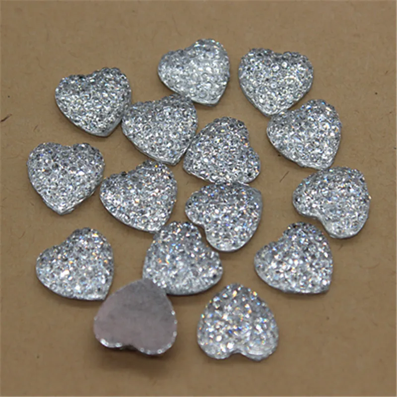 100 шт. 12 мм прозрачные стразы из смолы с блестящими стразами милое сердце плоским