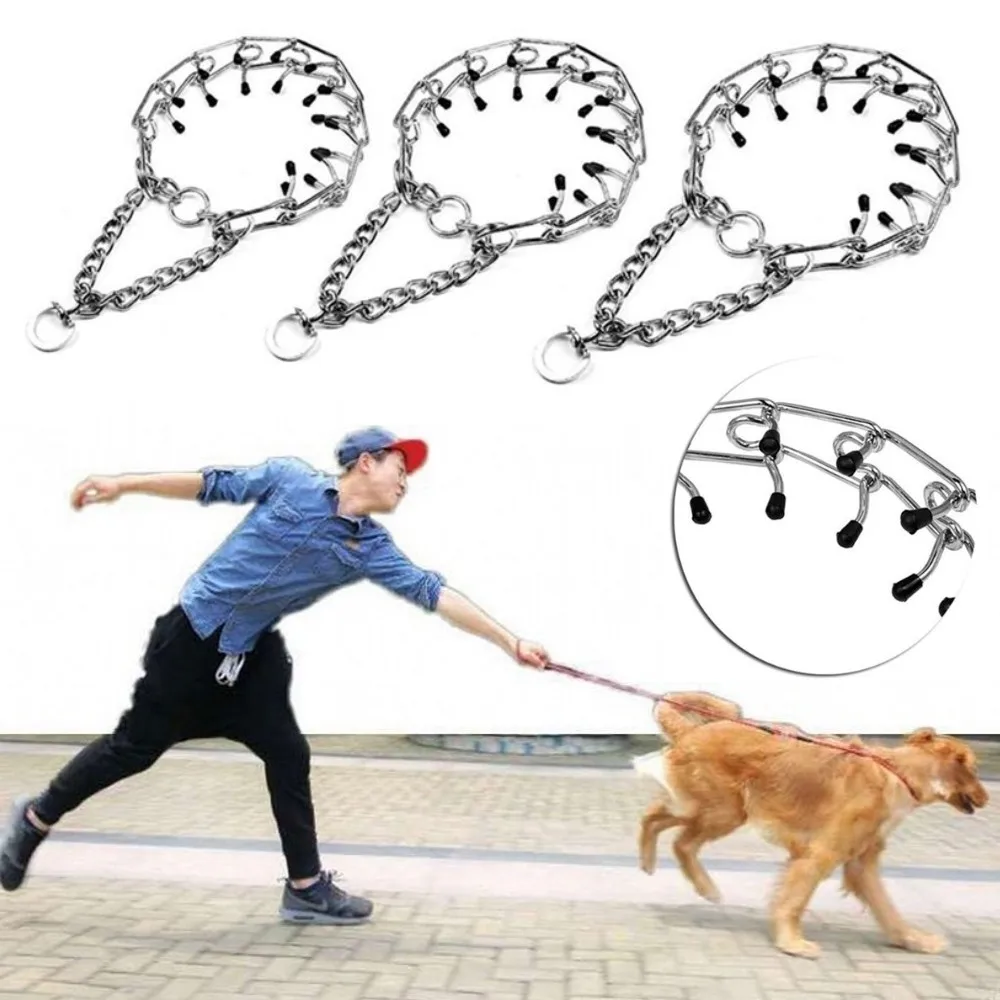 New Effective Pinch Dog Training Collar Big Dog Chain With Comfort Rubber Tips Safe Adjustable Metal Durable Pet Prong Collar