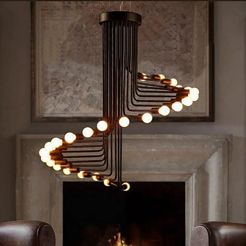 売却 アメリカのレトロなloft産業スタイルクリエイティブシャンデリアスパイラル鉄シャンデリアためカフェレストランバーテーブル