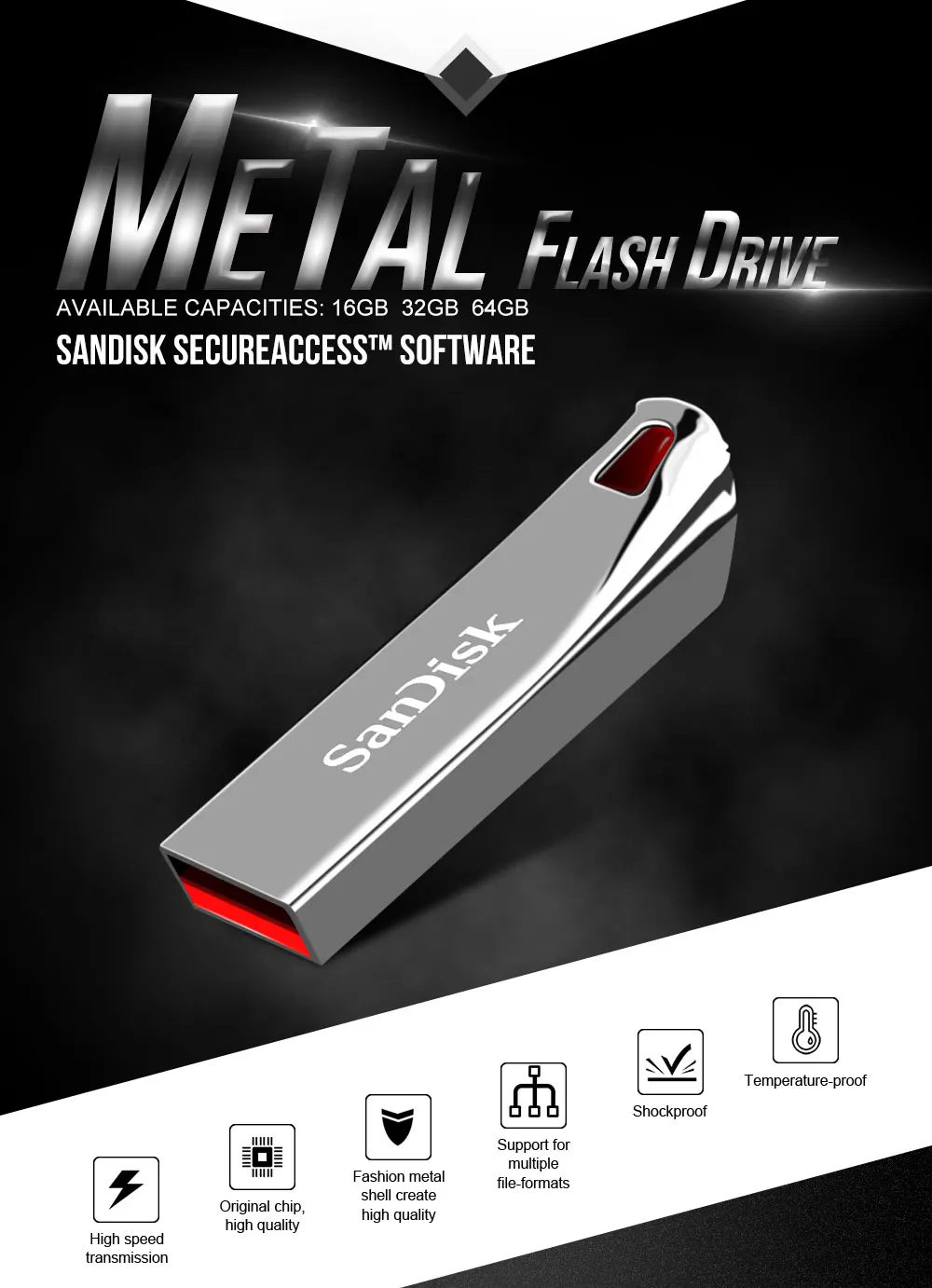 Флеш-накопитель USB sandisk 32, 64, 16 ГБ, флешка 64 ГБ, 32 ГБ, 16 ГБ, флеш-накопитель 2,0, USB флешка, диск на ключ, память для телефона