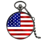 Американский флаг синяя линия США звезды и полосы Флаг США кварцевые карманные часы с цепочкой сувенирные часы подарки