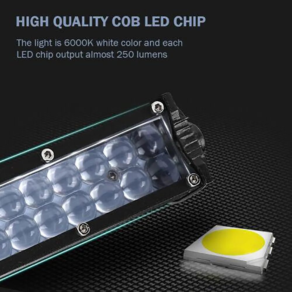 

ATV Light Bar Decor Dual Row Spot Work Boat SUV Offroad Trim Truck Waterproof