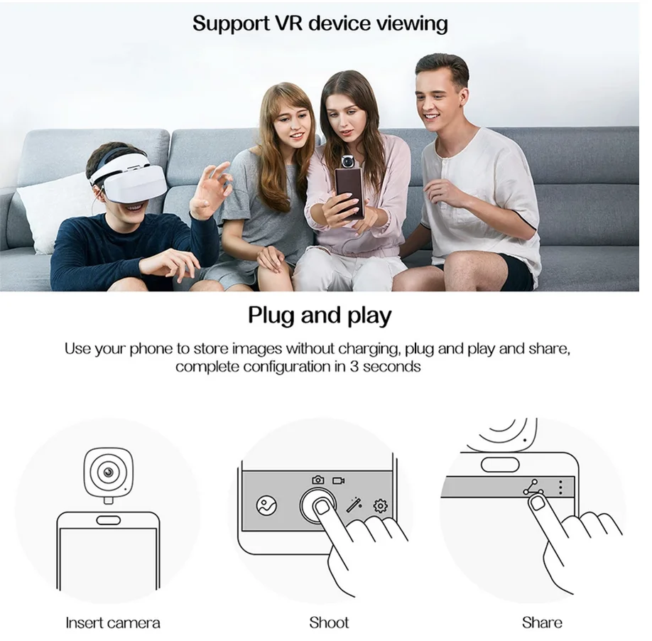 Huawei 360 панорамная видеокамера Android Sports Envizion 3D Live Motion Широкоугольный объектив HD VR