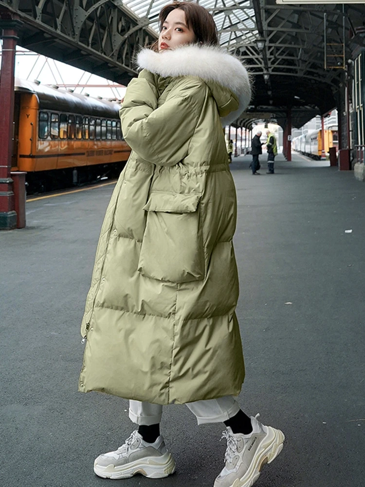 

Парка женская на хлопковой подкладке, с капюшоном, толстая, с большим мехом, большого размера, свободная, теплая, хлопковая куртка, зимняя ве...