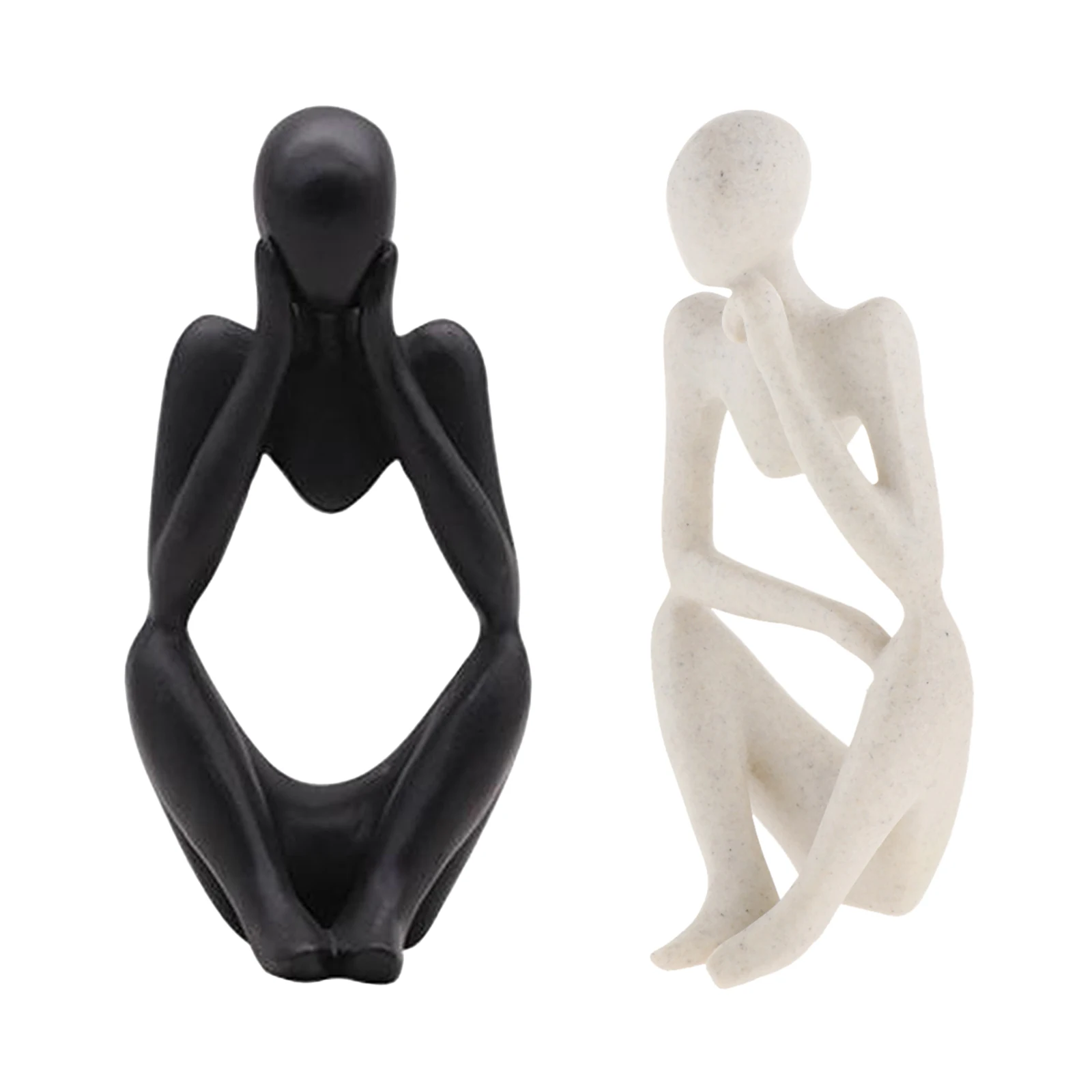 

2x Thinker Sculpture Characters Crafts Figurine Office Statues Ornaments