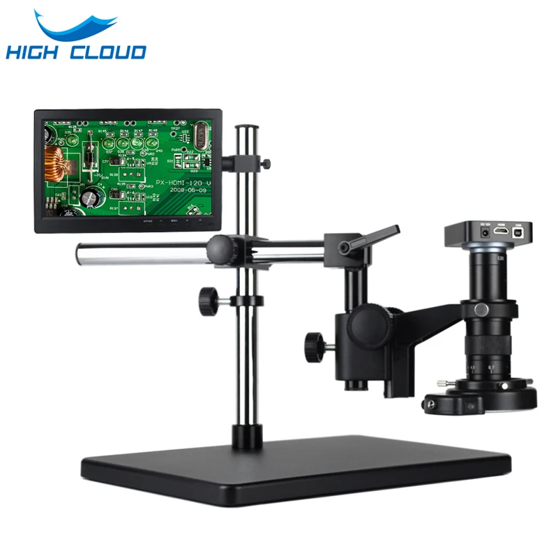 Full HD 38MP 1080P 2K 60FPS Video Microscope Camera 120X 180X 300X HDMI USB Magnifier TF Card Storage Magnifier Welding Repair