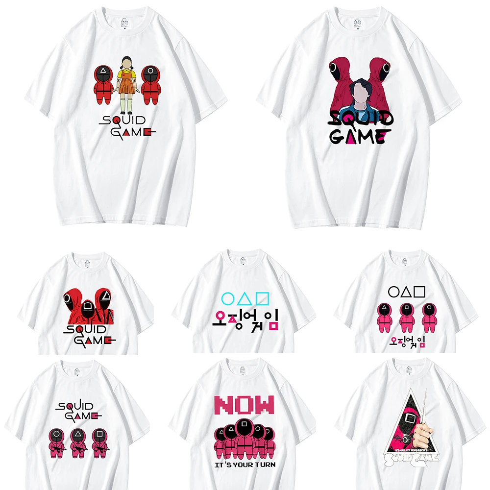 

Korean TV Squid Game T Shirt Men Kawaii Cartoon Summer Tops 456 Graphic Tees Unisex Harajuku Fashion Korean Style T-shirt Male