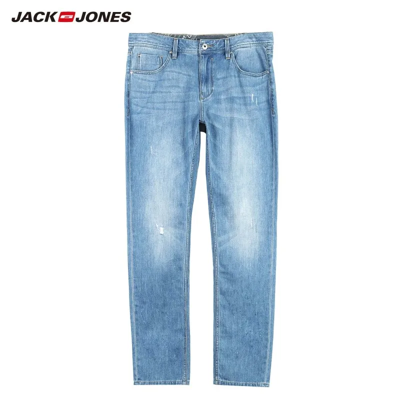 Мужские джинсы из хлопка стрейч с потертостями JackJones | 219132582 Мужская одежда