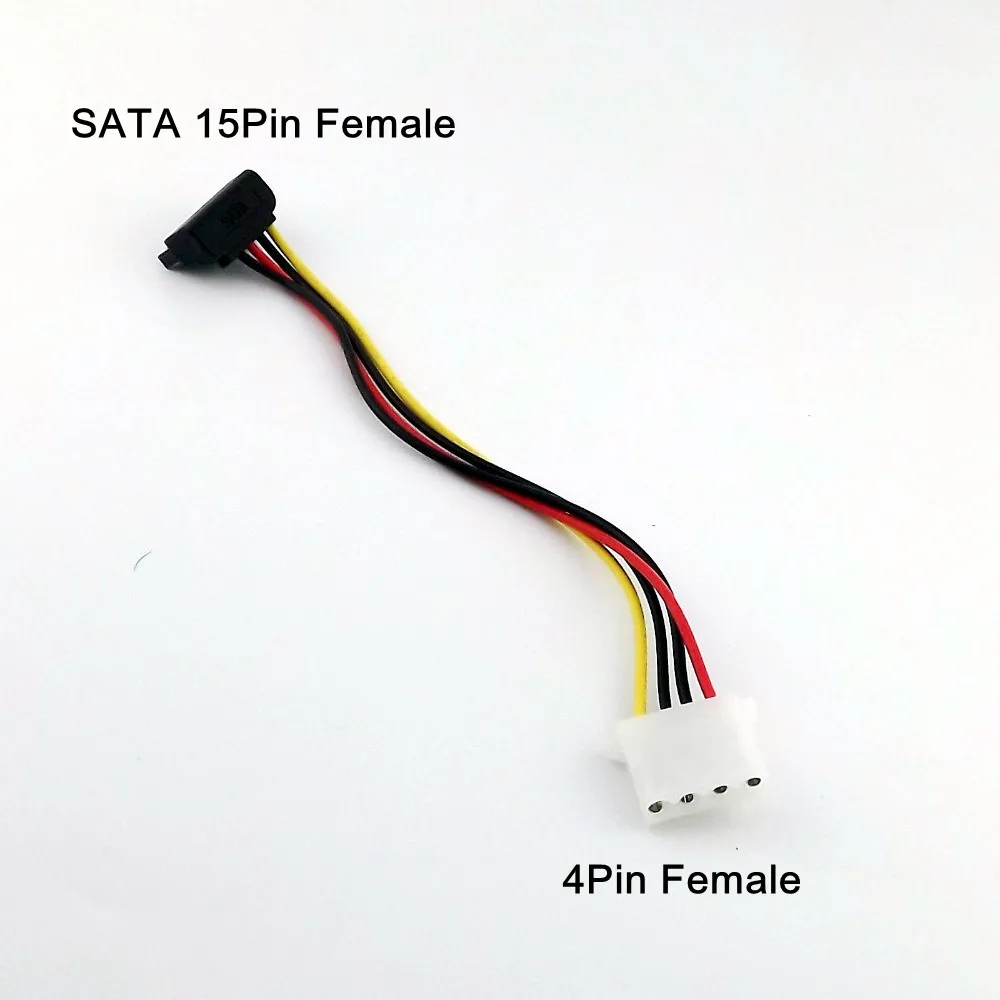 1x IDE 4 контактный разъем Molex для SATA 15 Pin Female 90 градусов прямоугольный HDD кабель