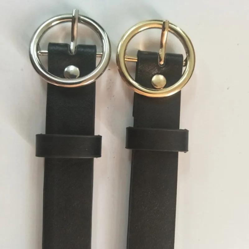 Ремень с круглой пряжкой Женский широкий черный простые корейский кольцо в стиле