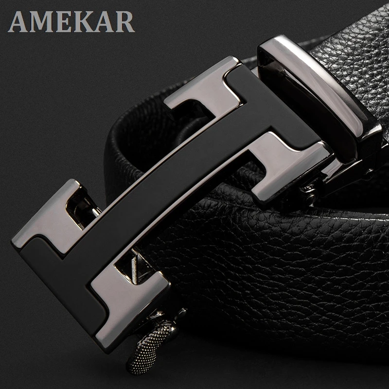 

Ремень MP02801P мужской с автоматической пряжкой, люксовый кожаный черный дизайнерский брендовый