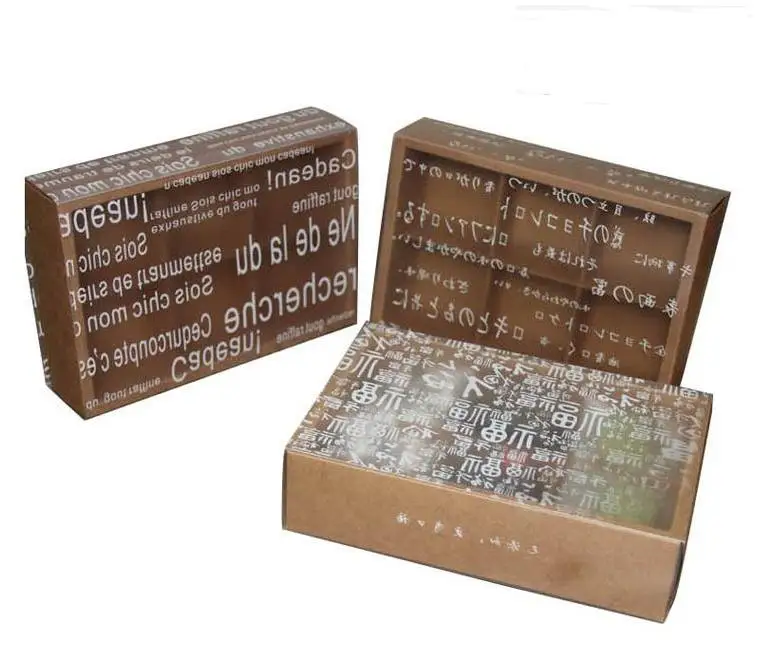 

100pcs Brown Kraft Craft Paper Mooncake Boxes for Baking Biscuits Handmade Soap Wedding Party Candy Packaging Boxes Wholesale