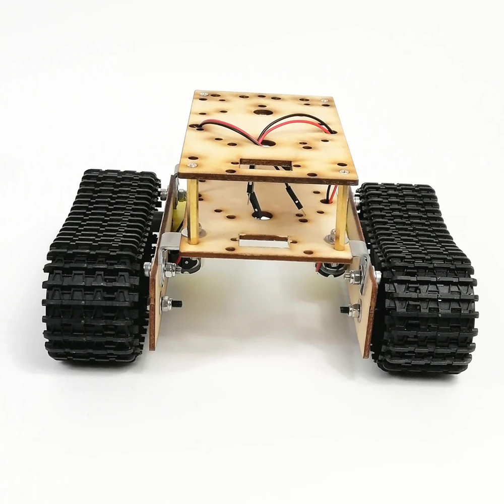 Economy robot double-layer wooden tank chassis TT motor 3-9v tracked intelligent car | Игрушки и хобби