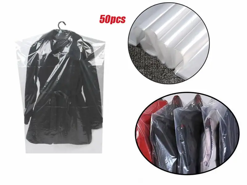 Одноразовые пылезащитные чехлы для одежды 50 шт. подвесной карман хранения шкаф