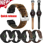 Ремешок кожаный для смарт-часов Garmin Fenix 6X 6 Pro 5X 5 Plus 3HR 935 745 MK2