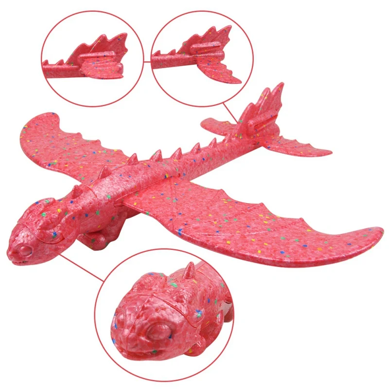 

2 Pcs 48cm Hand Launch Throwing Dinosaur Shape Glider Inertia Plane Foam Aircraft Toy Airplane Outdoor Toy With Roundabout Stunt