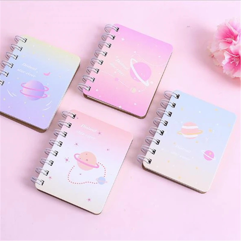 

80Sheets/Pad Cute Mini Notebooks Distant Star River Pocket Portable Spiral Notepad Diary Planner School Office Stationery