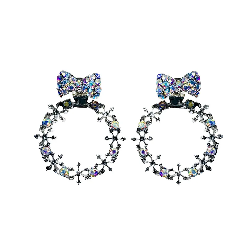 

S925 fashion earrings feminine temperament personality simple all-match bow earrings web celebrity silver needle earrings