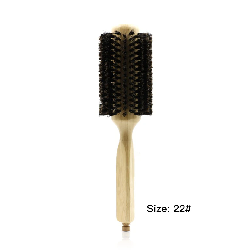 No.22 wood brush Mythus, 6 размеров, опция, парикмахерские деревянные щетки, круглая щетка из натуральной щетины, круглая щетка, набор, деревянная ручка, расческа, расческа - Цвет: No.22 wood brush