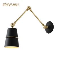 phyval modern nordic wall lamp long arm wall sconce light e27 head pleated wall lamp for living room whiteblack color