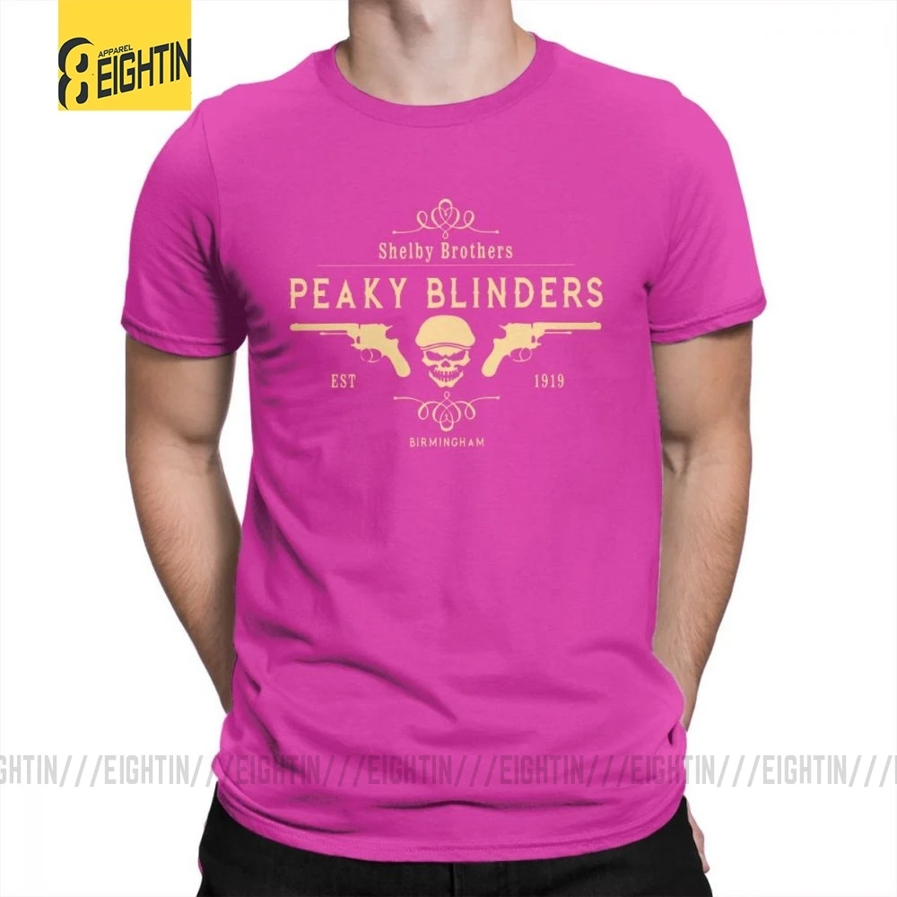 Fuchusia Peaky Blinders, футболка, Shelby Brothers, новинка, круглый вырез, короткий рукав, мужские белые футболки, хлопок, потрясающая одежда - Цвет: Fuchusia