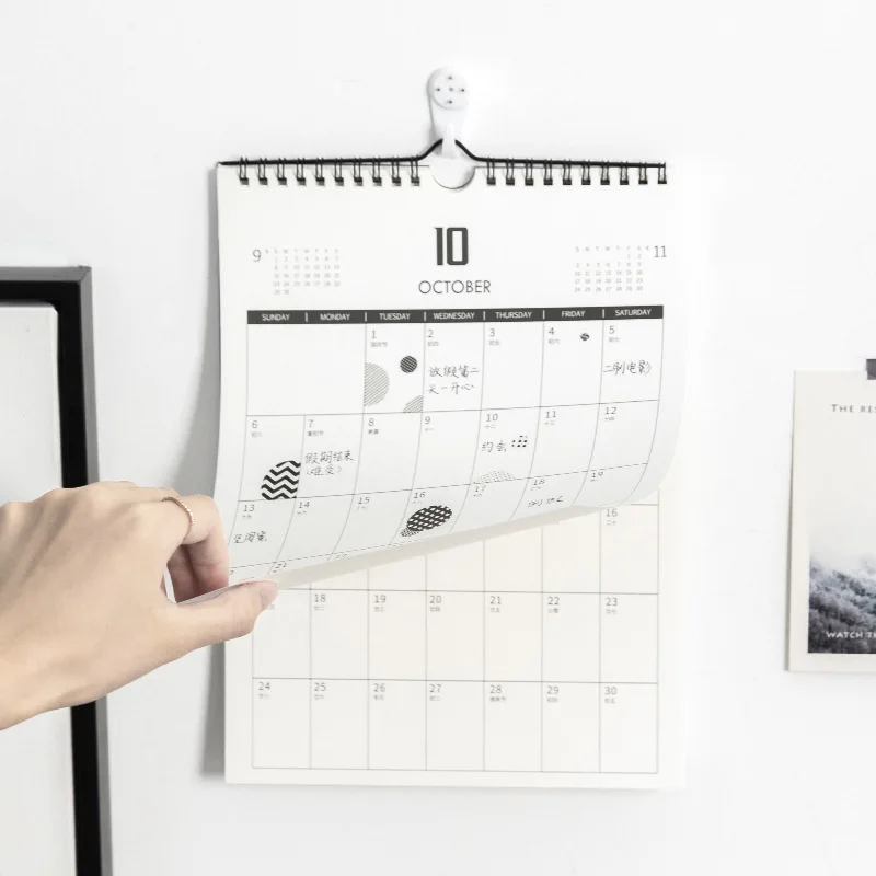 MUJI стиль украшения дома А4 календарь красивый черно-белый художественные канцелярские принадлежности изысканный подарок,10~,12