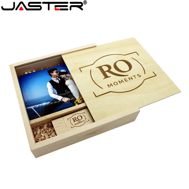 JASRER (1 шт. бесплатный логотип) уникальный фотоальбом ореховая древесина USB +