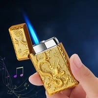 portable gas square side slip wheel torch lighters mini metal cigar smoking lighters cigarettes accessories gadgets for men