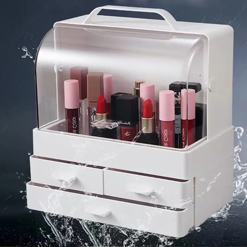 

ABS Cosmetic Storage Box Waterproof Makeup Organizer Dustproof Handheld Cosmetic Storage Box Case Holder