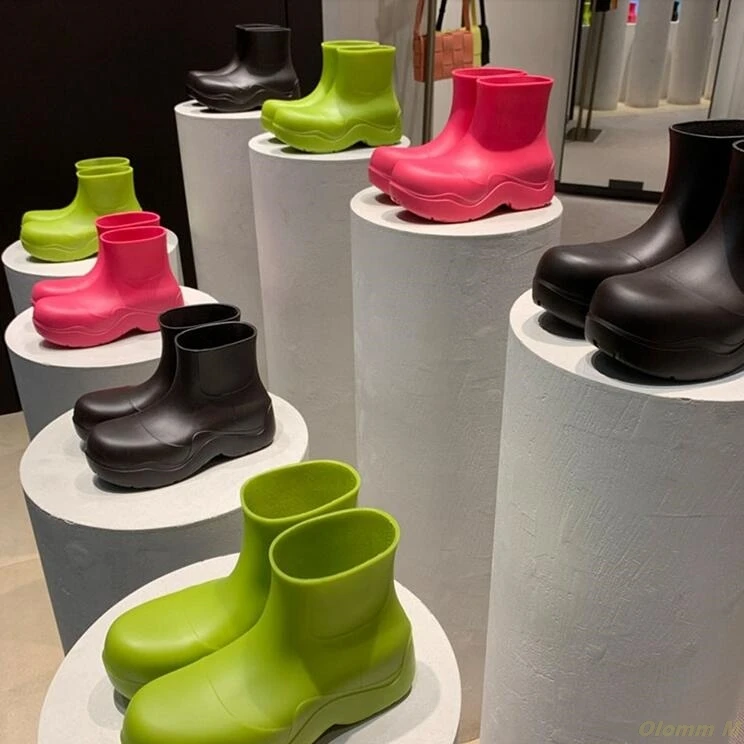 

Новинка 2021, роскошные женские повседневные ботинки на толстой подошве, резиновые непромокаемые ботильоны для прогулок