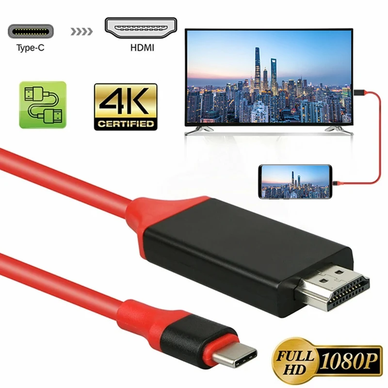 1080P Тип ТВ кабель USB C к HDMI совместимый 2 м Type Micro HD адаптеры для Samsung Huawei HDTV