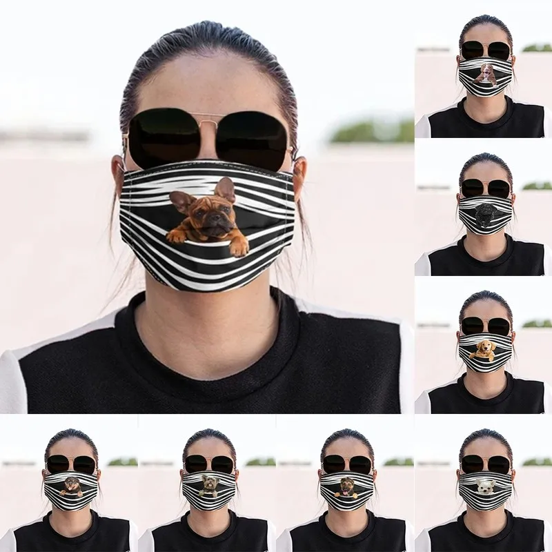 

Дышащая смываемая маска с принтами собак фильтр для лица можно разместить многоразовый чехол для рта Тканевые маски защитная маска