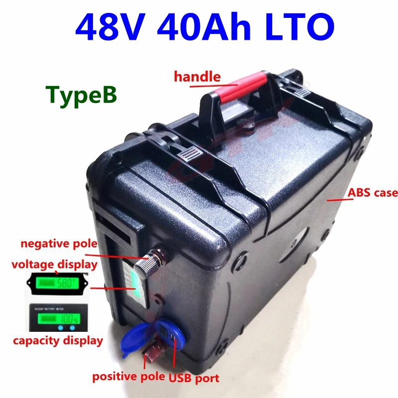 

Водонепроницаемый литиевый титанатный аккумулятор LTO 48 в 40 А · ч для солнечной панели для дома на колесах, автофургона, солнечной системы, тележки для гольфа + зарядное устройство 5 А