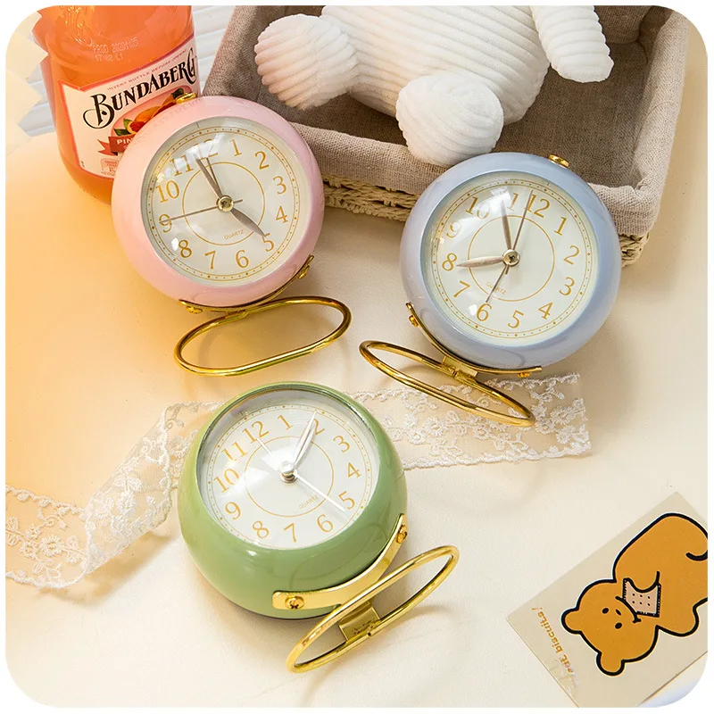 Simple Ins Small Alarm Clock Retro Nordic Style Ornaments Student Dormitory Get up Artifact Silent Night Light Red Net | Дом и сад