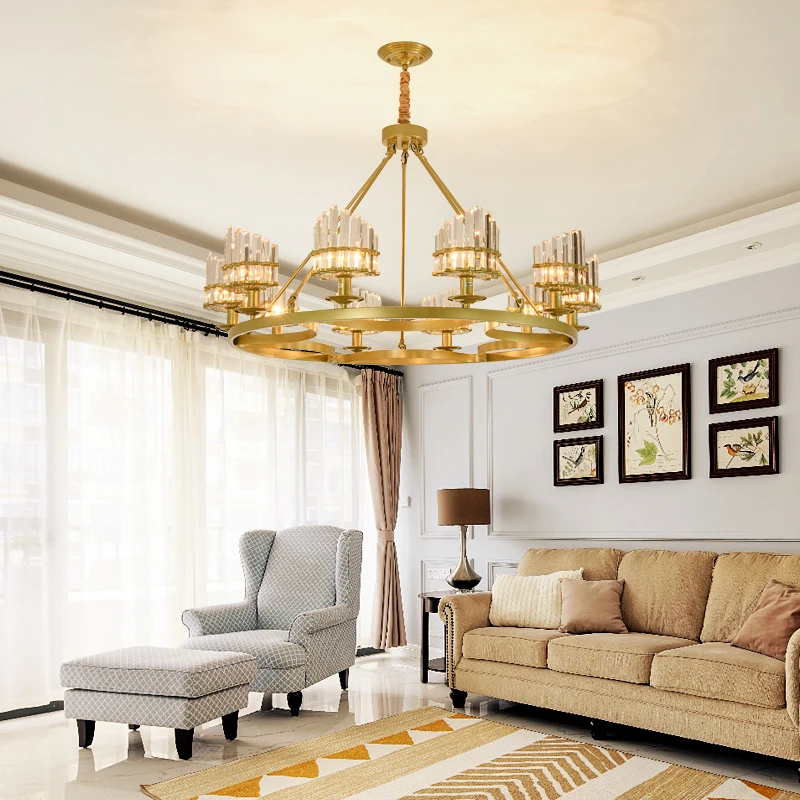 Подвесные светодиодные светильники с кристаллами в скандинавском стиле золотой