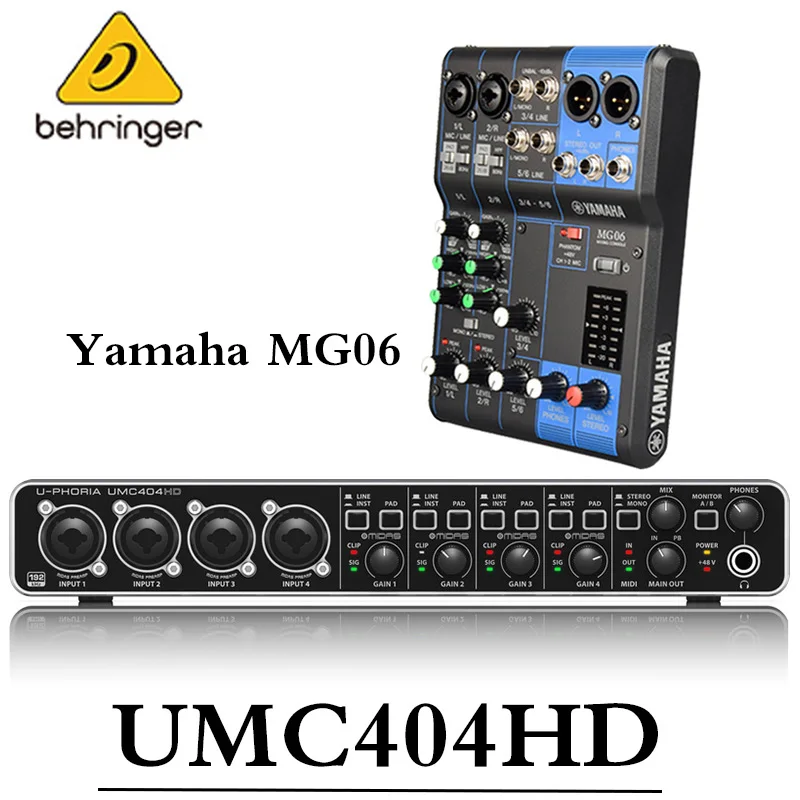 

YAMAHA MG06X professional portable mixer BEHRINGER UMC404HD studio-grade USB external sound card recording set computer