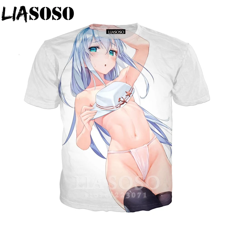 LIASOSO 3D печать аниме Kantai Коллекция футболка короткий рукав мужская сексуальная