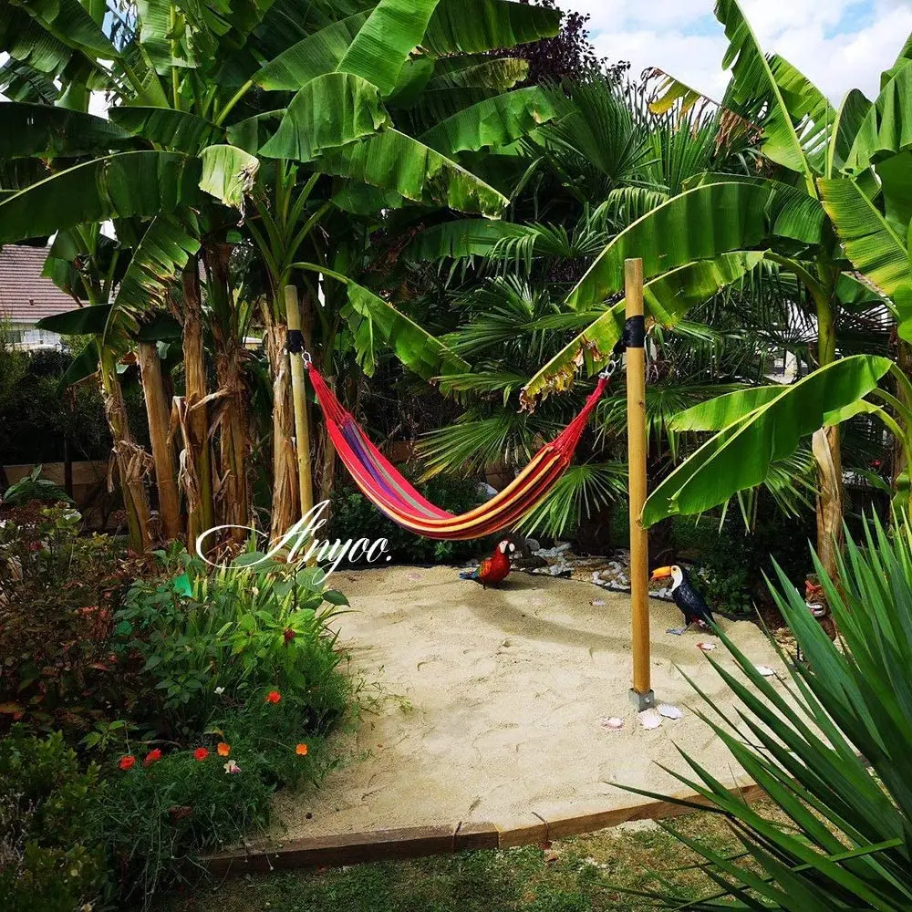 

Single People Outdoor Garden Sports Home Travel Camping Swing Stripe Canvas Hang Bed HammockPortable Hammock